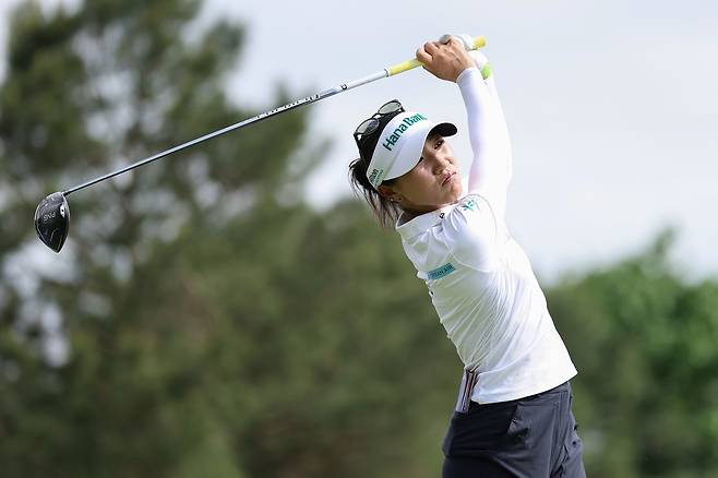 리디아 고가 24일 셰브론 챔피언십 개막을 앞두고 열린 연습 라운드에서 스윙을 하고 있다. 게티이미지코리아