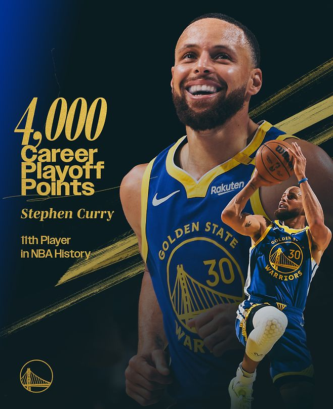 PO 통산 4000득점을 돌파한 스테픈 커리. 골든스테이트 SNS