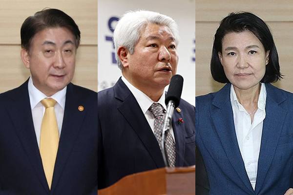 ▲ (왼쪽부터) 이동관 전 방송통신위원회 위원장, 김홍일 전 방통위윈장, 이진숙 현 방통위원장. ⓒ연합뉴스