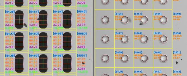 필옵틱스 반도체 유리기판 TGV 검사 이미지