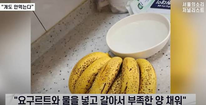 윤석열 전 대통령 처가에서 운영하는 요양원이 노인들에게 제공한다는 간식. 서울의 소리 유튜브 갈무리