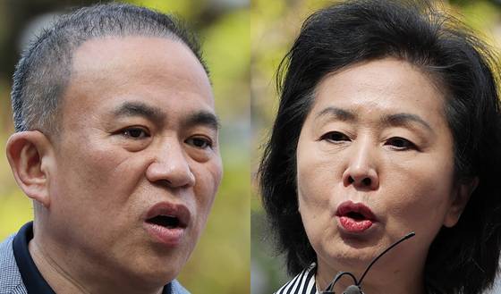 윤석열 전 대통령 부부 공천 개입 의혹의 핵심 인물인 명태균 씨(왼쪽)와 김영선 전 국민의힘 의원. 뉴스1