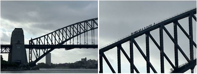 일몰시간대 브릿지 클라이밍에 참여 중인 사람들. /사진= 강예신 여행+ 기자