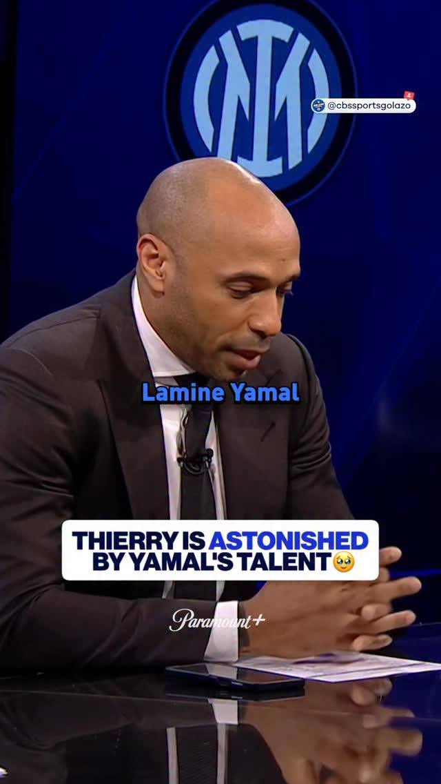 1일 앙리가 CBS 스포츠 방송 중 야말의 활약을 두고 찬사를 쏟아내고 있다. 사진=CBS 스포츠 SNS