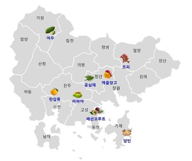 아열대 8개 전략품목 지정. 경남도청 제공