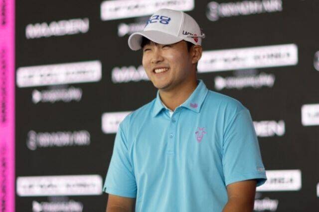 지난달 30일 LIV 골프 코리아 공식 기자회견에 참석한 김민규. /LIV GOLF