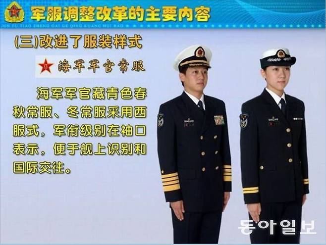 중국 해군 장교 제복.