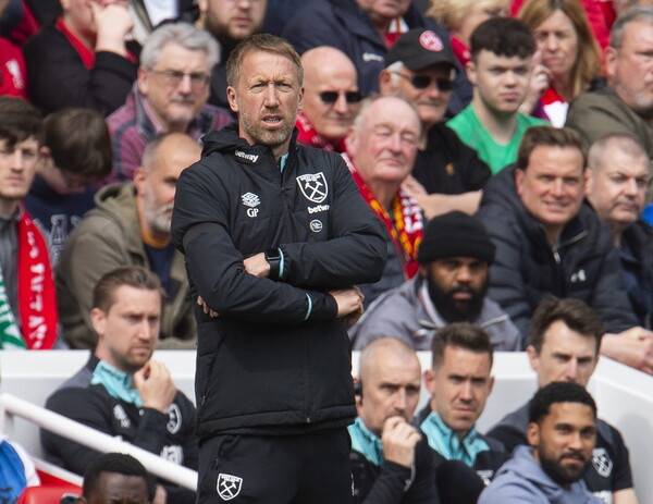 ▲ 웨스트햄 유나이티드 그레이엄 포터 감독은 토트넘 홋스퍼의 유로파리그 결승 진출을 기원했다가 팬들의 비판에 직면했다. ⓒ연합뉴스/REUTERS/EPA