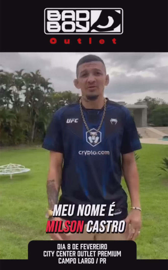 ‘노블레스’ 미우송 카스트루가 2025년 2월 출연한 브라질 파라나주 캄푸라르구 배드보이 아웃렛 홍보 영상 화면. 사진=Badboy Brasil Outlet Oficial