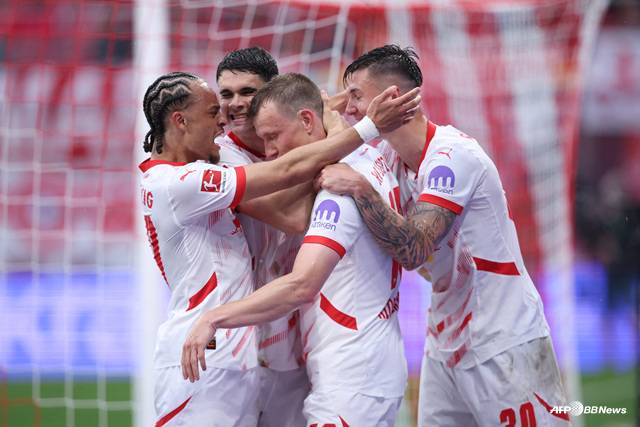 라이프치히의 골 세리머니. /AFPBBNews=뉴스1