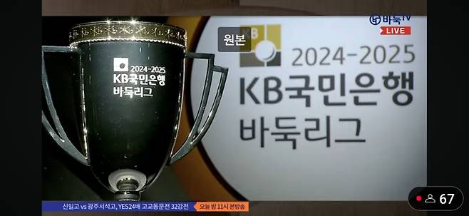 KB국민은행 바둑리그 우승 트로피.(사진 바둑TV 캡처)