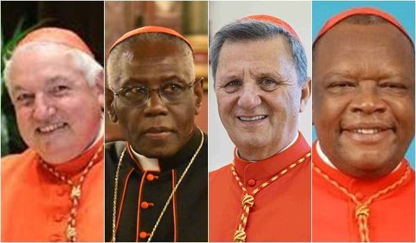 도박 사이트에서 교황 후보 상위권 후보자로 꼽힌 추기경들. 왼쪽부터 프랑스의 장 마르크 아벨린, 기니의 로베르 사라, 몰타의 마리오 그레크, 콩고민주공화국의 프리돌린 암봉고./조선일보DB