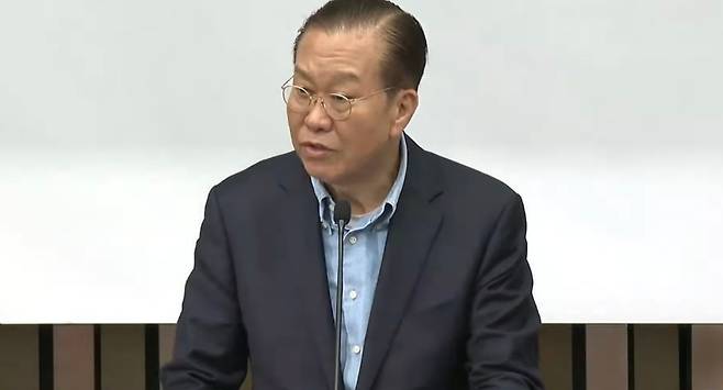 권영세 비상대책위원장이 6일 열린 의총에서 모두 발언을 하고 있다. (국민의힘)