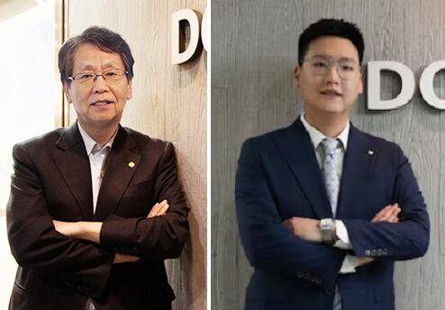 동성제약 2세 경영자인 이양구 회장(왼쪽)과 3세 나원균 대표./동성제약 제공