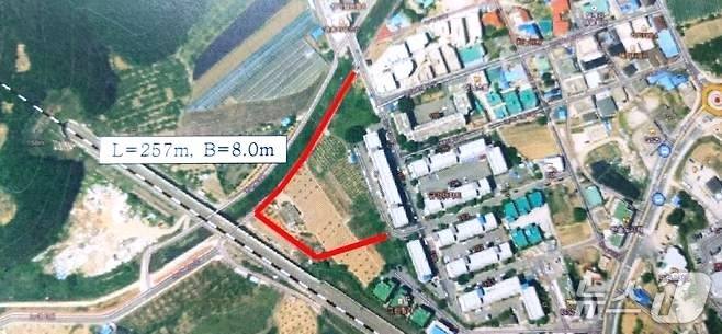 충북 영동군 영동읍 설계리에 위치한 군 계획도로 위치도(영동군 제공. 재판매 및 DB금지) /뉴스1