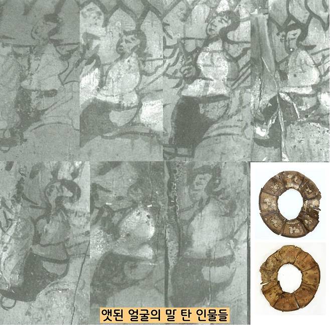 말에 신분이나 부를 자랑하는 말갖춤새가 보이지 않는다. 인물도 모자없이 민머리 혹은 뒤로 묶은 단순한 형태로 표현되어 있다. 무늬없는 흰색 저고리와 검은색 바지만 묘사되어 있는 점도 주목된다. 높은 신분이 아님을 암시해준다.