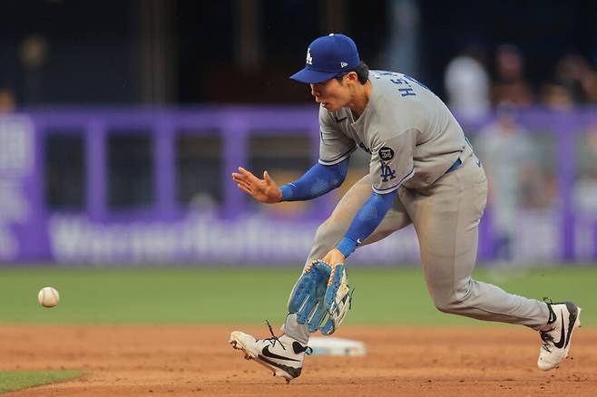8일(한국시간) 미국 플로리다주 마이애미 론디포 파크에서 열린 2025 메이저리그 마이애미 말린스와 원정경기에 8번 타자 중견수로 선발 출전했다가 2루수로 이동했다. ⓒ연합뉴스