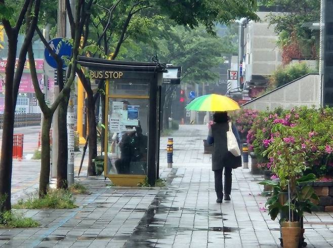 경북 경주시 용강동의 한 거리를 시민이 지나가고 있다. 임춘한 기자