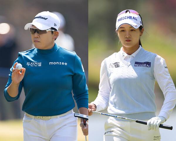 2025년 일본여자프로골프(JLPGA) 투어 메이저 대회 월드 레이디스 챔피언십 살롱파스컵 우승 경쟁에 뛰어든 신지애 프로, 함께 출전한 박현경 프로. 사진제공=KLPGA