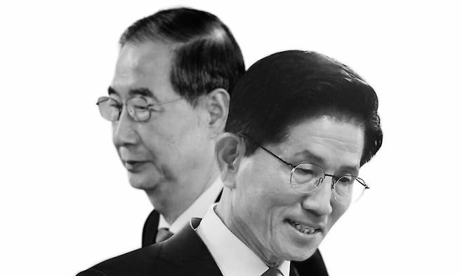 한덕수 대통령 후보(왼쪽)와 김문수 대통령 후보. 연합뉴스