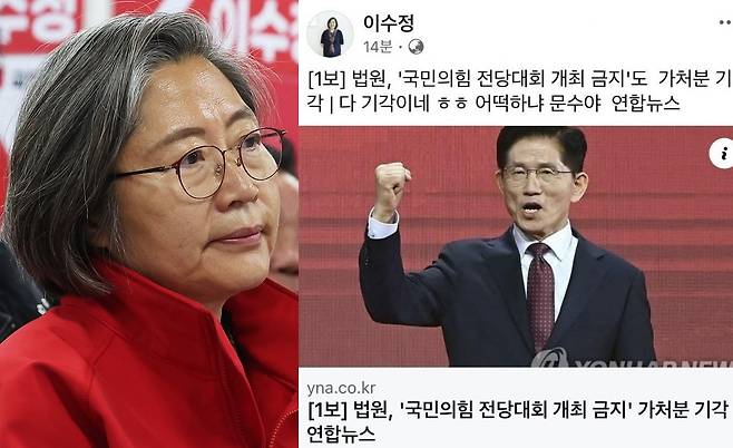 (News1 DB, 이수정 국민의힘 경기 수원정 당협위원장 페이스북 갈무리)