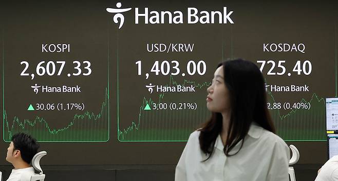 서울 중구 하나은행 본점 딜링룸. /뉴스1