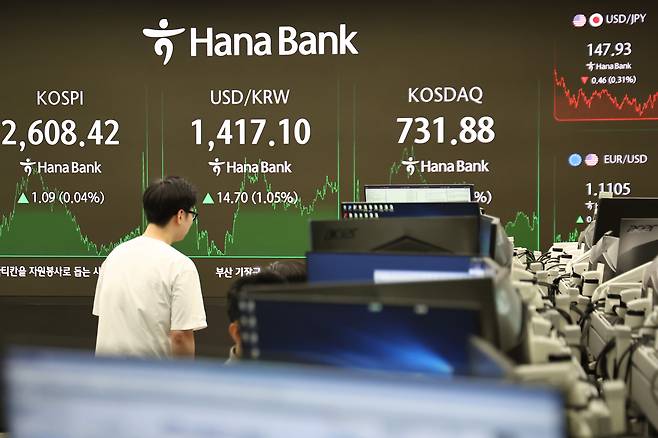 13일 서울 하나은행 본점 딜링룸. /연합뉴스