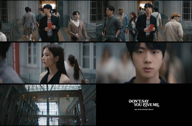 방탄소년단 진의 신곡 'Don’t Say You Love Me' 뮤직비디오 티저가 공개됐다. 사랑에 대한 복잡하고 미묘한 감정을 함축적으로 표현해 강렬한 여운을 남겼다. /빅히트 뮤직