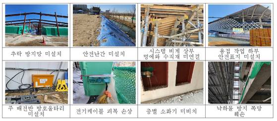 부산시가 지난 3월 민간전문가 등과 진행한 '공사장 안전관리 실태' 점검에서 나온 주요 지적 사항들. 사진 부산시 자료 캡처