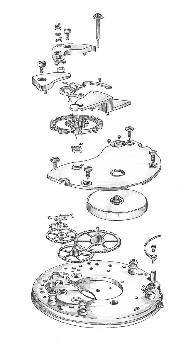 회중시계 무브먼트 분해도. 생각의힘 제공