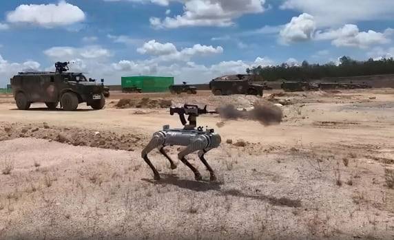 돌격소총을 장착한 중국 로봇 전투견. /프놈펜포스트
