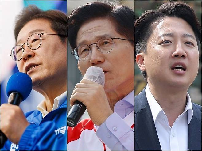 이재명 더불어민주당 대선 후보·김문수 국민의힘 대선 후보·이준석 개혁신당 대선 후보 ⓒ데일리안 홍금표·방규현 기자, 연합뉴스