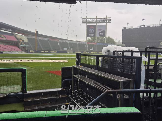 장대비로 우천 순연이 발표된 잠실구장 풍경. 잠실=차승윤 기자 chasy99@edaily.co.kr