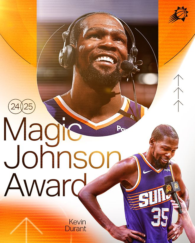 매직 존슨상을 수상한 케빈 듀란트. 피닉스 SNS