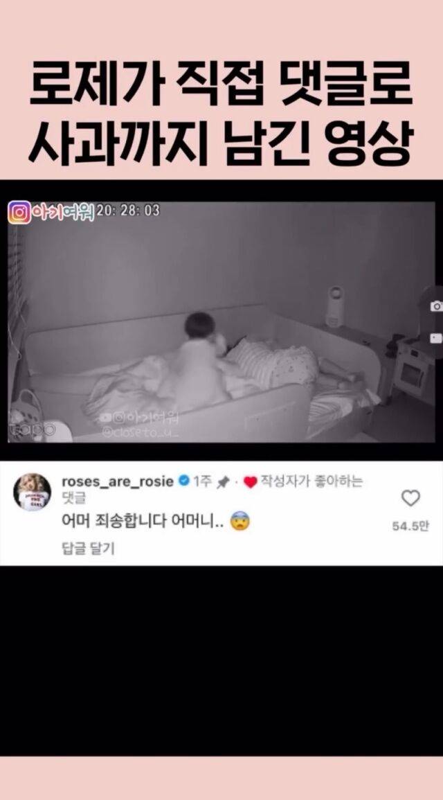 그룹 블랙핑크 멤버 로제가 한 어머니에게 사과를 건넸다. / 인스타그램 캡처