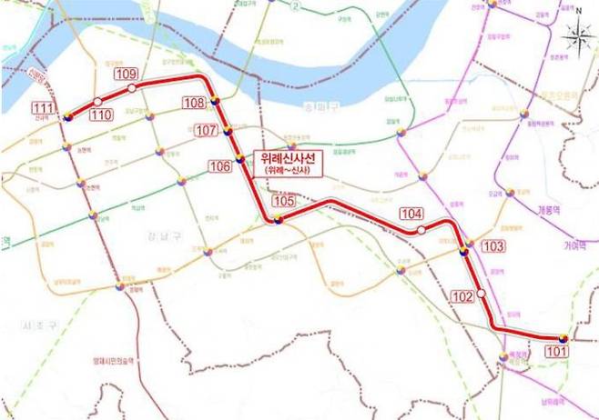 위례신사선 노선 계획도. ⓒ서울시