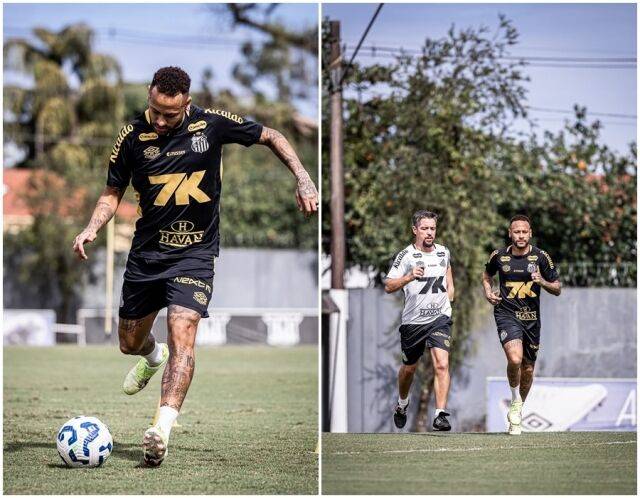 브라질 산투스 유니폼을 입고 훈련중인 네이마르 /소셜미디어