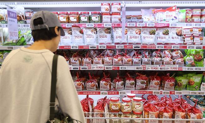 이상기온과 고환율로 김치 수입이 늘면서 김치 무역 적자 폭도 커지고 있다. 사진은 서울 시내 한 대형마트에서 시민들이 김치를 고르고 있는 모습. 연합뉴스