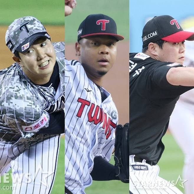 왼쪽부터 LG 유영찬, 엘리에이저 에르난데스, 함덕주./사진=김진경 대기자