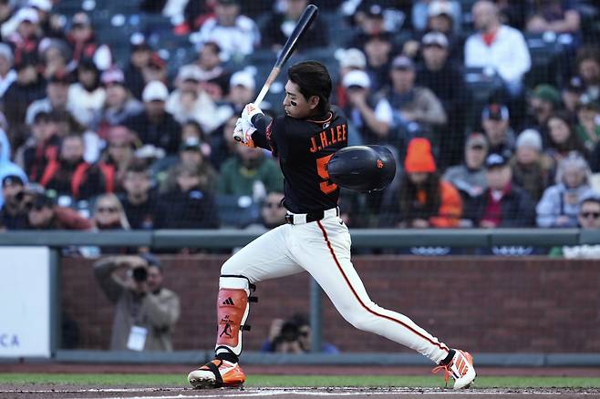 이정후가 2경기 연속 4타수 무안타에 그쳐 타율 2할8푼대도 무너졌다. AP연합뉴스