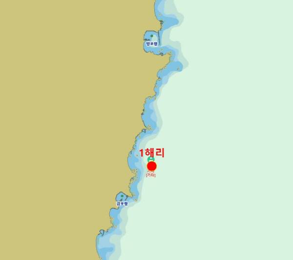 20일 낮 12시 56분께 경주시 모곡항 남동방 2㎞ 해상에서 1t급 어선 A호(승선원 1명)가 실종된 지점. 포항해양경찰서 제공