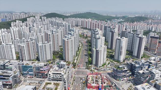 인천 서구 당하동, 마전동, 불로동, 원당동 일대에 펼쳐진 검단신도시 전경. 윤병찬 PD