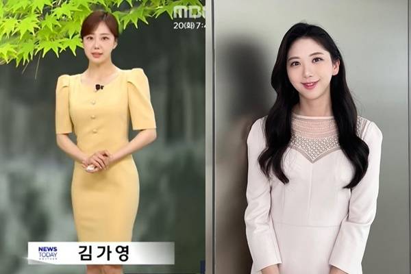 왼쪽부터 김가영(5월 20일 MBC ‘뉴스투데이’ 날씨 예보 방송), 오요안나 소셜미디어
