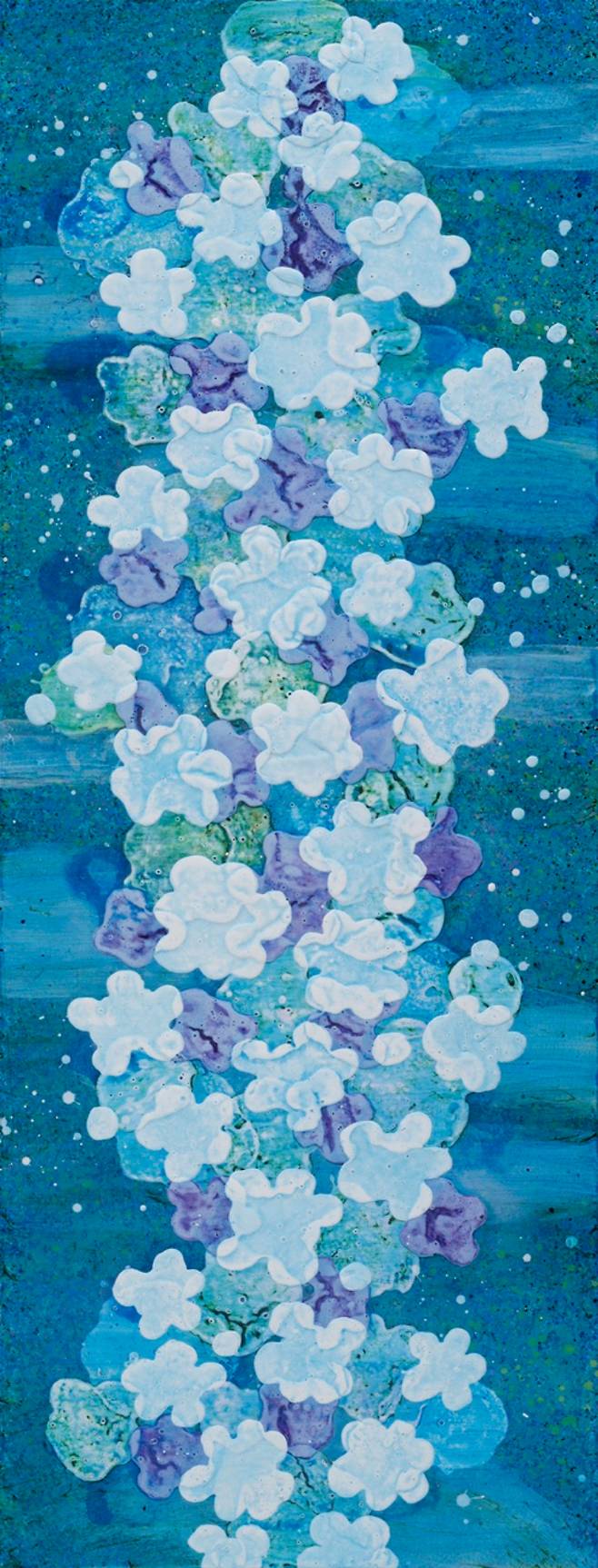 정수경, '떠오르다', 캔버스 위에 아크릴, 160.0ⅹ60.0cm, 2025. 토포하우스 제공