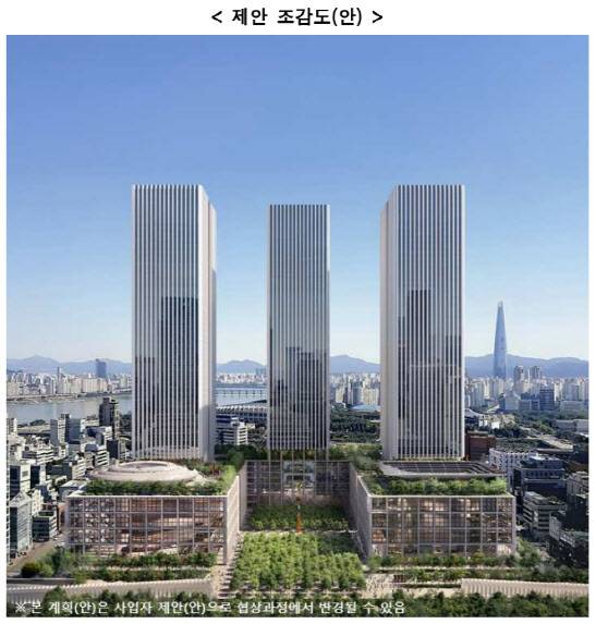 현대차그룹 ‘글로벌 비즈니스 콤플렉스’(GBC) 54층 3개동 개발 계획 (자료=서울시)