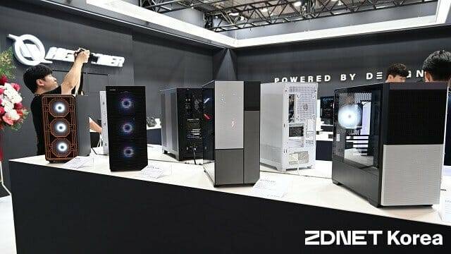한미마이크로닉스가 올해 출품한 각종 PC 케이스. (사진=지디넷코리아)