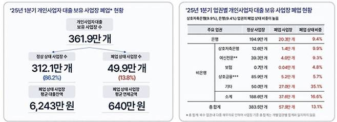 개인사업자 대출 보유 사업장 폐업 현황