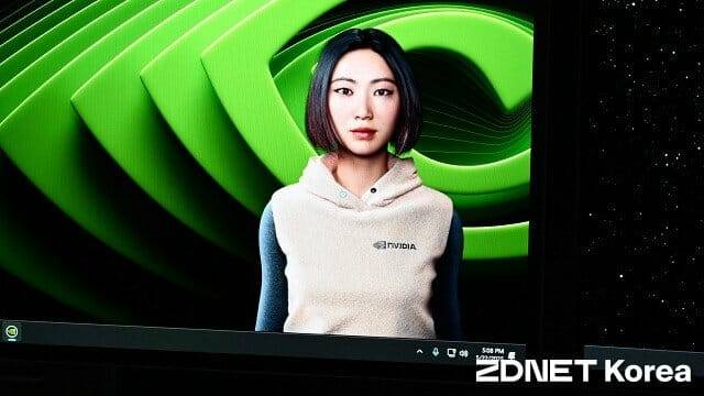 시연용 PC에 설치된 디지털 휴먼 '아키'. (사진=지디넷코리아)