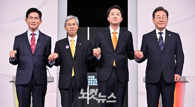 왼쪽부터 국민의힘 김문수, 민주노동당 권영국, 개혁신당 이준석, 더불어민주당 이재명 대선후보. 국회사진취재단