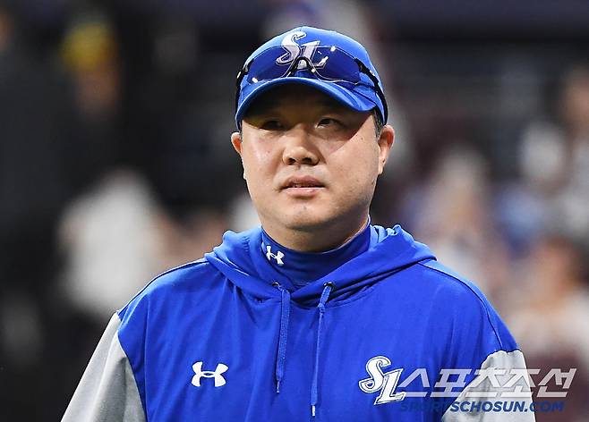 22일 서울 고척스카이돔에서 열린 삼성-키움전. 삼성이 2대0으로 승리하며 3연전을 싹쓸이했다. 박진만 감독이 미소짓고 있다. 고척=정재근 기자 cjg@sportschosun.com/2025.5.22/